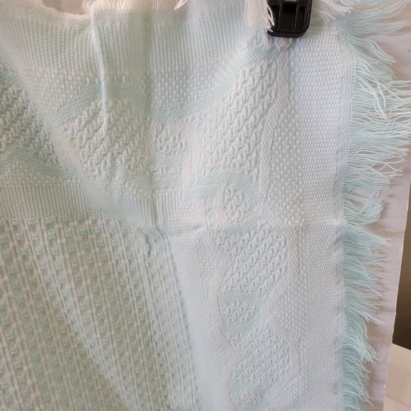 Vintage Baby Kisses Acrylic Made in Japan Baby Blanket Fringe Sheep Lamb Check - Picture 14 of 16